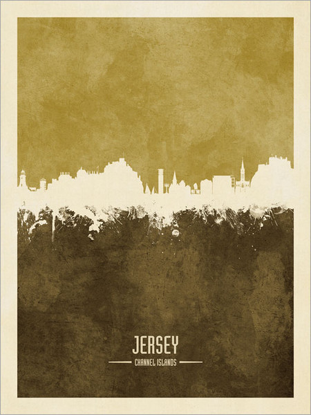 Jersey Channel Islands Skyline Cityscape Poster Art Print