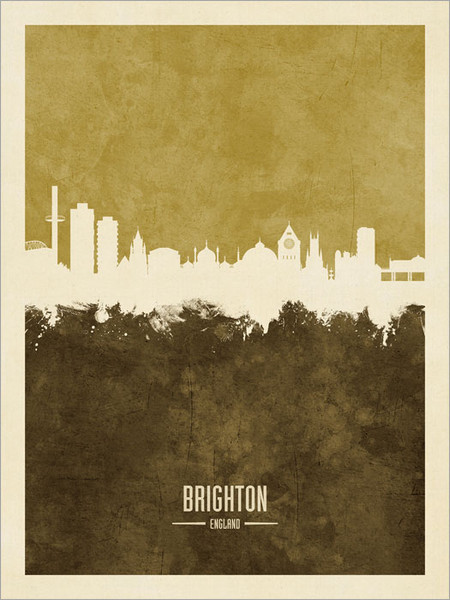 Brighton England Skyline Cityscape Poster Art Print