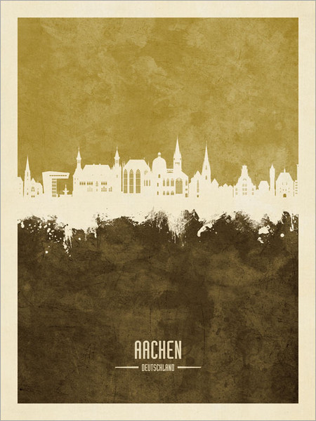 Aachen Deutschland Skyline Cityscape Poster Art Print