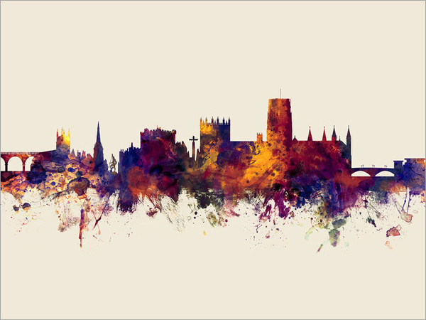 Durham England Skyline Cityscape Poster Art Print