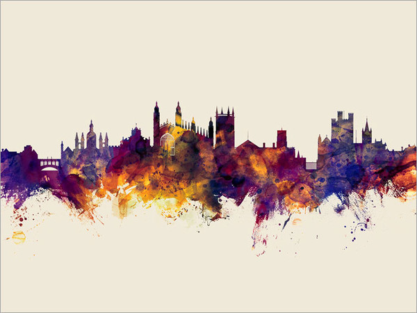 Cambridge England Skyline Cityscape Poster Art Print