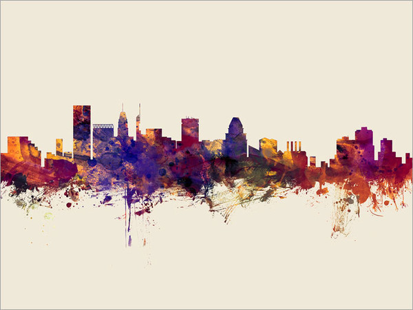 Baltimore Maryland Skyline Cityscape Poster Art Print