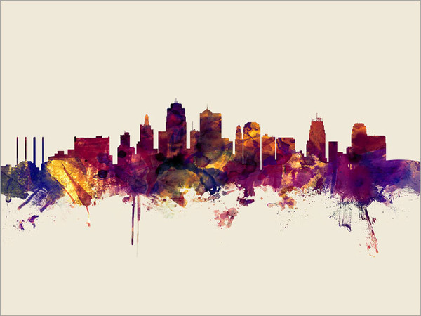 Kansas City Missouri Skyline Cityscape Poster Art Print