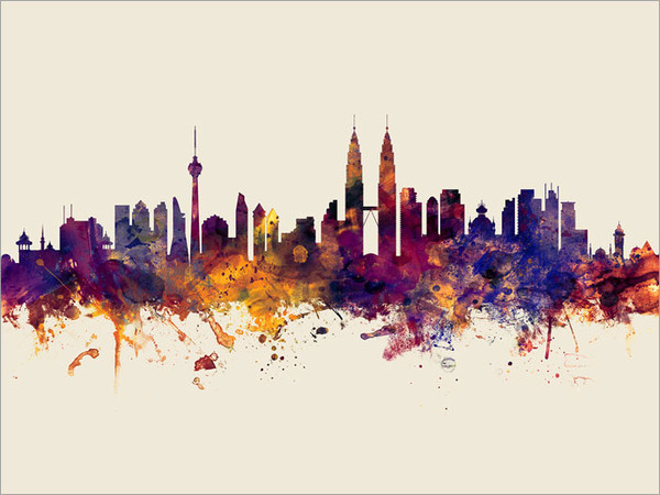 Kuala Lumpur Malaysia Skyline Cityscape Poster Art Print