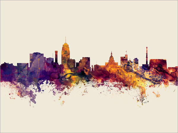 Lansing Michigan Skyline Cityscape Poster Art Print