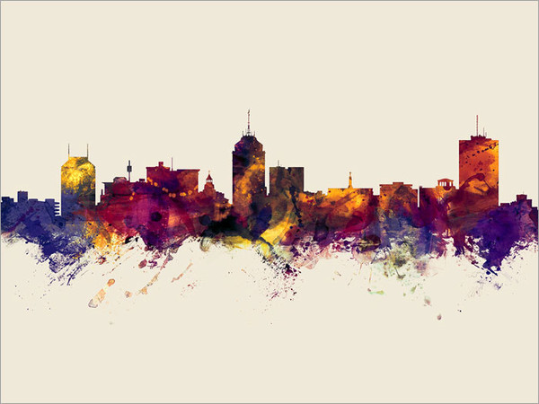 Fresno California Skyline Cityscape Poster Art Print