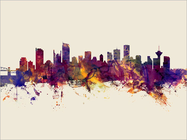 Vancouver Canada Skyline Cityscape Poster Art Print