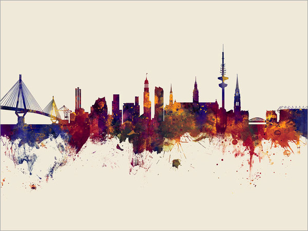 Hamburg Germany Skyline Cityscape Poster Art Print
