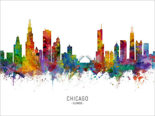 Chicago Illinois Skyline Cityscape Poster Art Print