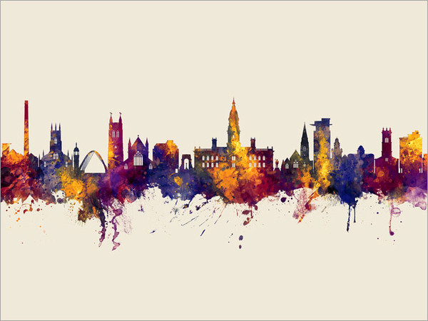 Bolton England Skyline Cityscape Poster Art Print