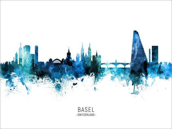 Basel Switzerland Skyline Cityscape Poster Art Print Basel Switzerland Skyline Cityscape Poster Art Print