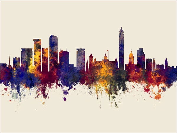 Birmingham England Skyline Cityscape Poster Art Print