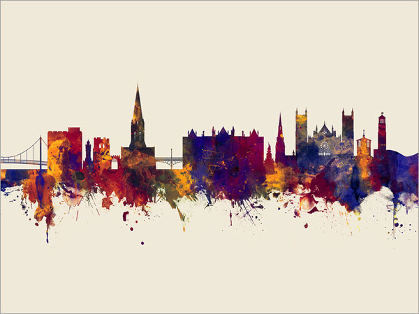 Exeter England Skyline Cityscape Poster Art Print