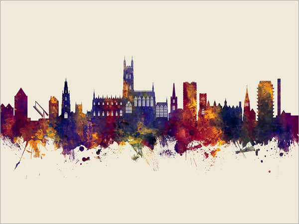 Gloucester England Skyline Cityscape Poster Art Print