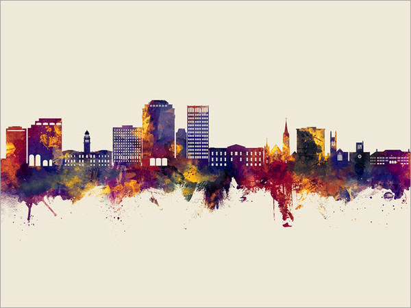 Colorado Springs Colorado Skyline Cityscape Poster Art Print