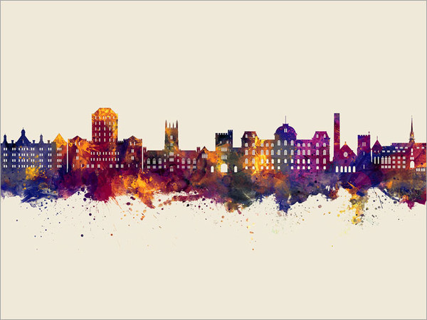 Poughkeepsie New York Skyline Cityscape Poster Art Print