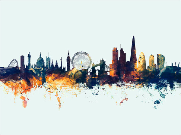 London England Skyline Cityscape Poster Art Print