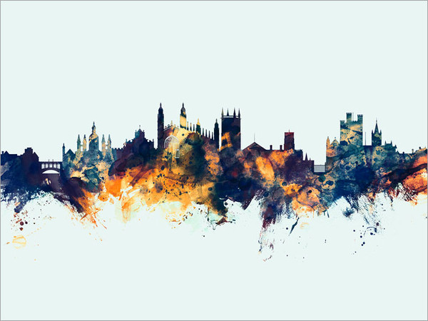 Cambridge England Skyline Cityscape Poster Art Print