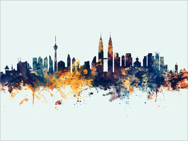 Kuala Lumpur Malaysia Skyline Cityscape Poster Art Print