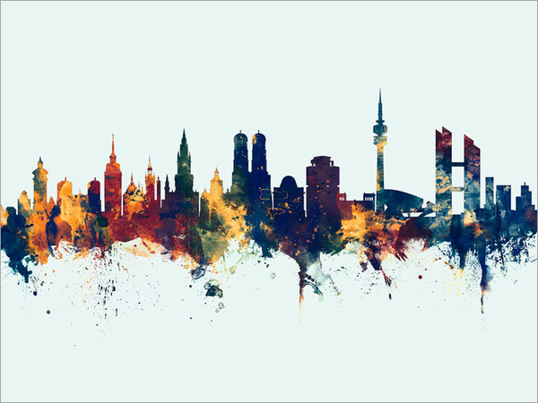 Munich Germany Skyline Cityscape Poster Art Print