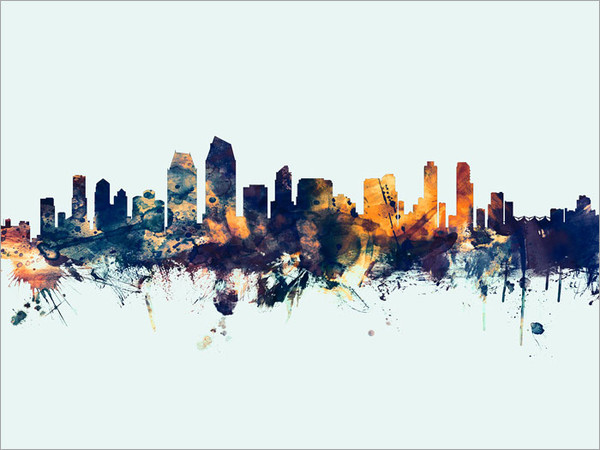 San Diego California Skyline Cityscape Poster Art Print