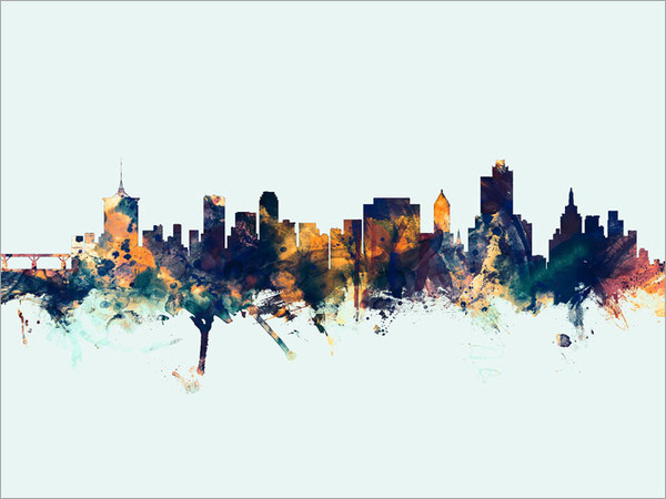 Tulsa Oklahoma Skyline Cityscape Poster Art Print