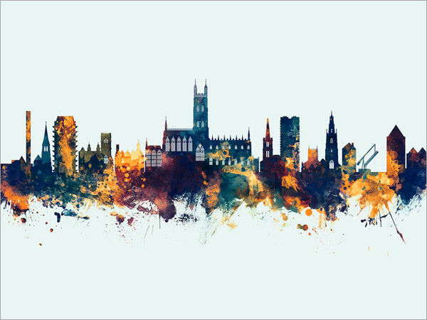 Gloucester England Skyline Cityscape Poster Art Print