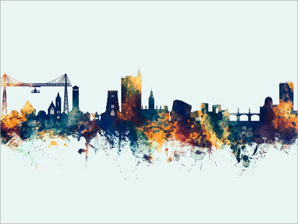 Newport Wales Skyline Cityscape Poster Art Print