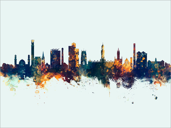 Bradford England Skyline Cityscape Poster Art Print