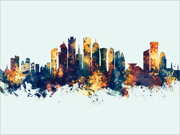 Doha Qatar Skyline Cityscape Poster Art Print