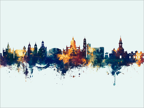 Jerez Spain Skyline Cityscape Poster Art Print