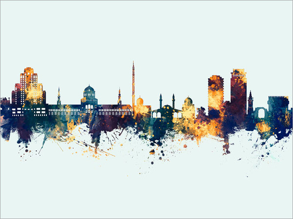 Damascus Syria Skyline Cityscape Poster Art Print
