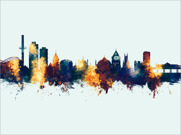Brighton England Skyline Cityscape Poster Art Print