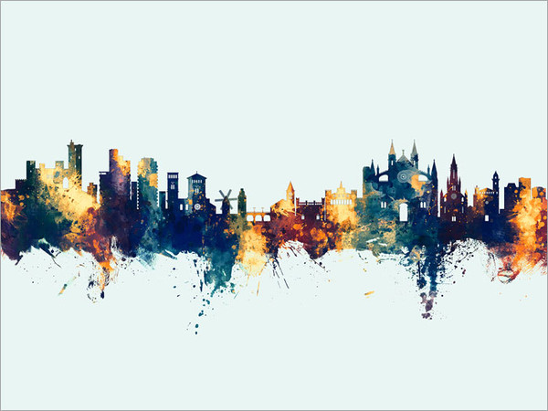 Palma de Mallorca Spain Skyline Cityscape Poster Art Print