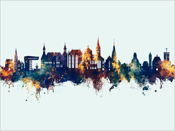 Aachen Deutschland Skyline Cityscape Poster Art Print