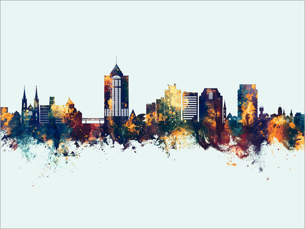 Roanoke Virginia Skyline Cityscape Poster Art Print