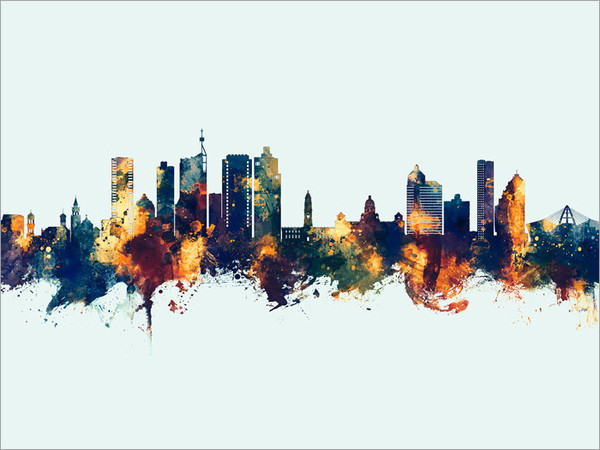 Durban South Africa Skyline Cityscape Poster Art Print