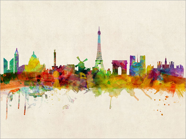 Paris France Skyline Cityscape Poster Art Print