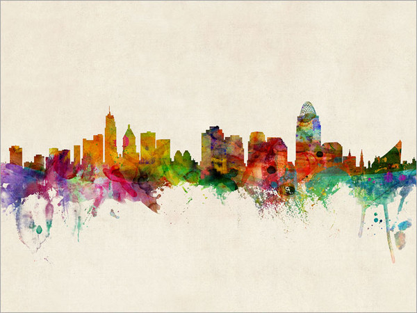 Cincinnati Ohio Skyline Cityscape Poster Art Print