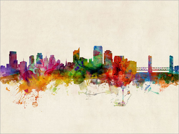 Sacramento California Skyline Cityscape Poster Art Print