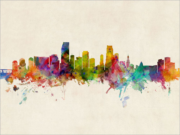 Miami Florida Skyline Cityscape Poster Art Print