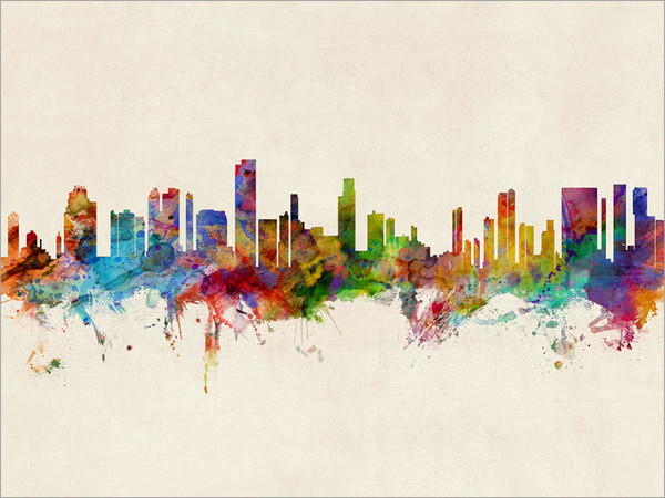 Honolulu Hawaii Skyline Cityscape Poster Art Print