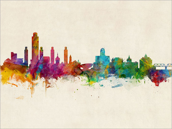 Albany New York Skyline Cityscape Poster Art Print