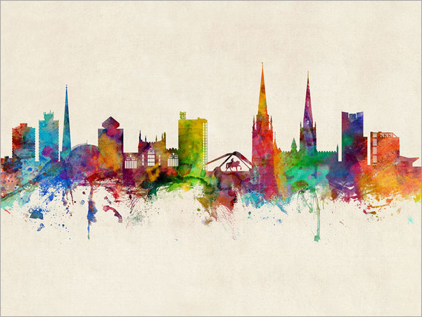 Coventry England Skyline Cityscape Poster Art Print