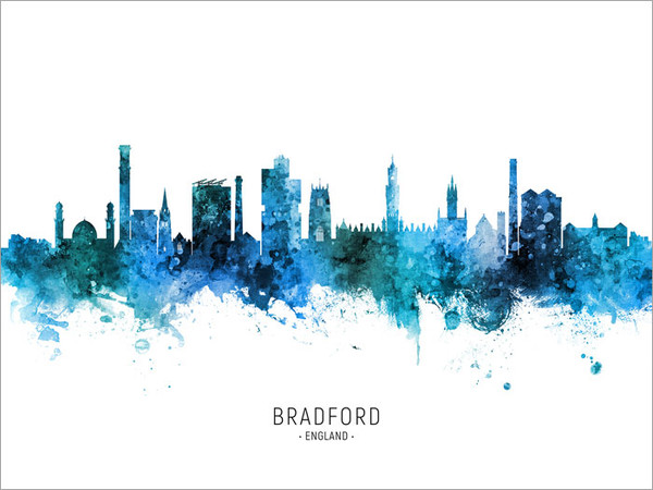 Bradford England Skyline Cityscape Poster Art Print