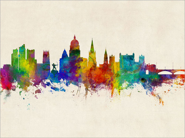 Nottingham England Skyline Cityscape Poster Art Print