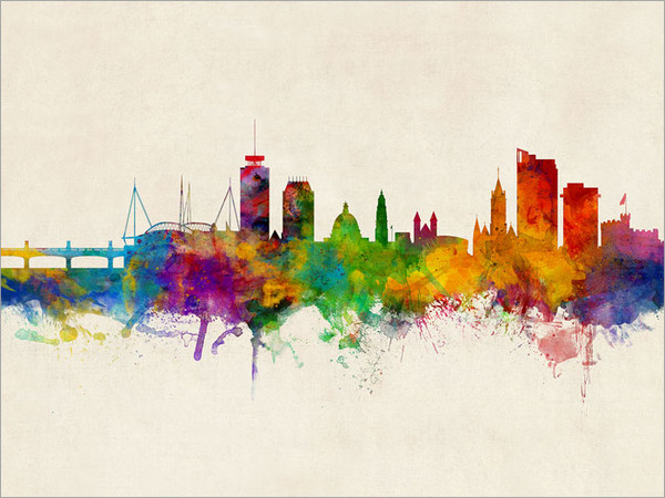 Cardiff Wales Skyline Cityscape Poster Art Print