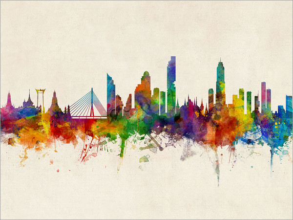 Bangkok Thailand Skyline Cityscape Poster Art Print