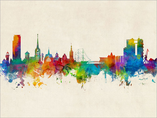 Halmstad Sweden Skyline Cityscape Poster Art Print