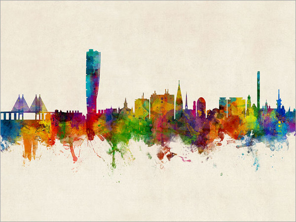 Malmo Sweden Skyline Cityscape Poster Art Print